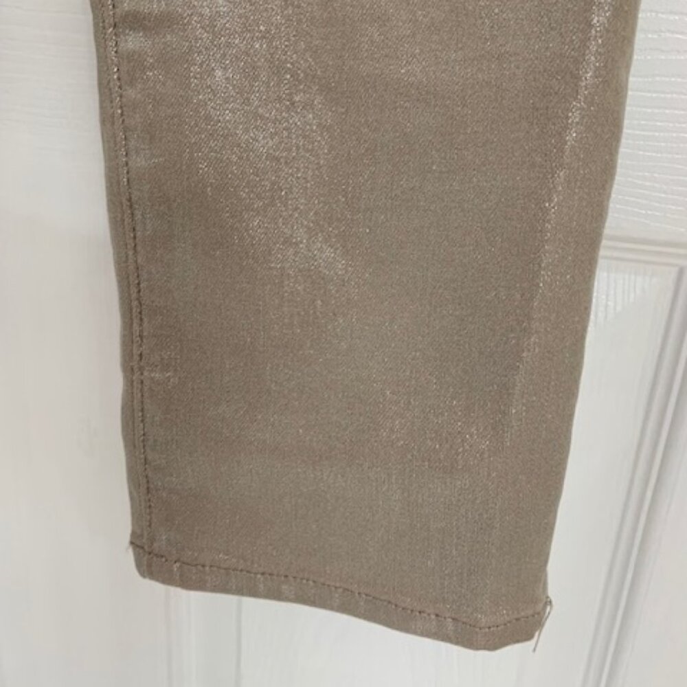 LANDS' END GOLD Shimmer Slim Ankle High Rise Jeans - Picture 3 of 7